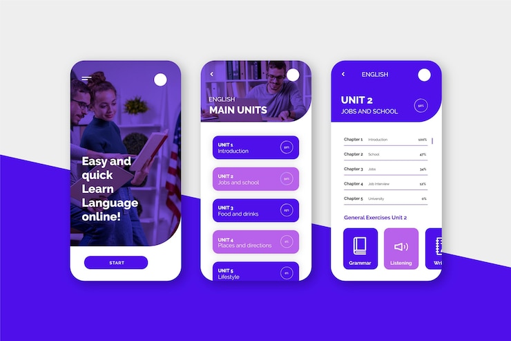 Vector Gratis aplikasi untuk belajar bahasa