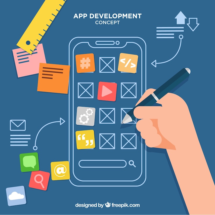 Vector Gratis app development business concept background
