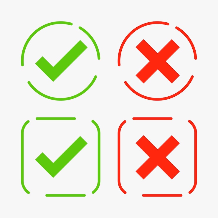 Vector Gratis approved and rejected checkmark symbol in collection