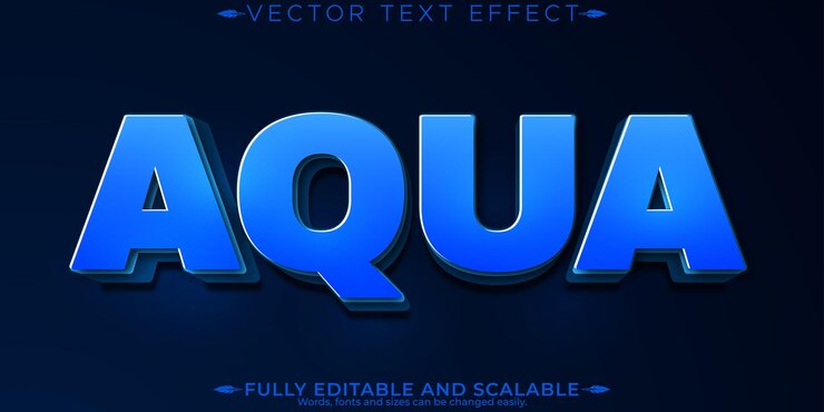 Vector Gratis aqua editable text effect editable water and blue text style