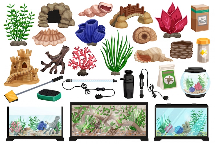 Vector Gratis aquarium underwater cartoon set 