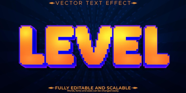 Vector Gratis arcade text effect editable gaming and nostalgic customizable font style