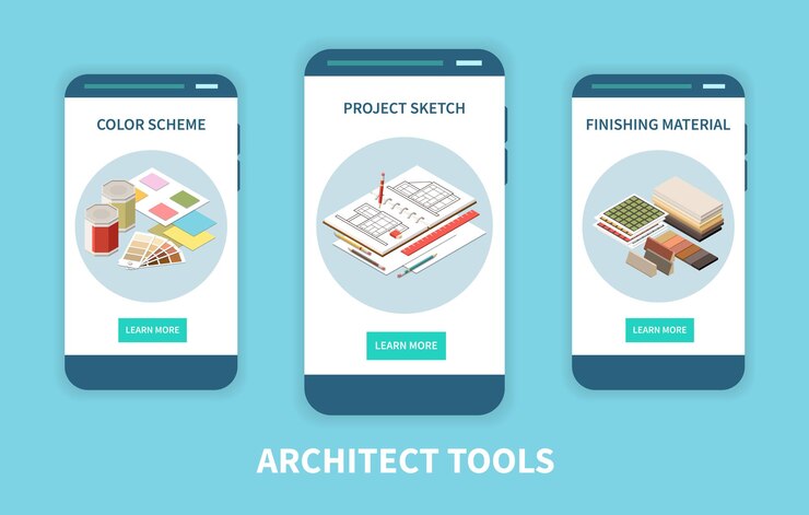 Vector Gratis architect set of three vertical mobile banners