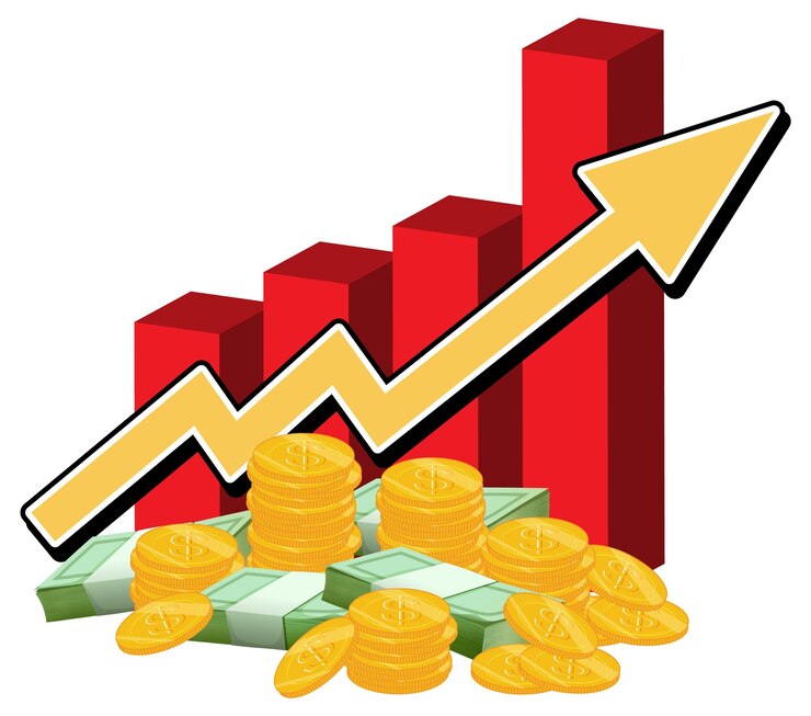 Vector Gratis arrow going up and red bar chart