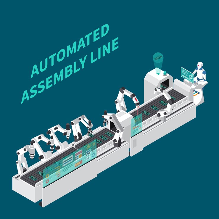 Vector Gratis assembly line isometric