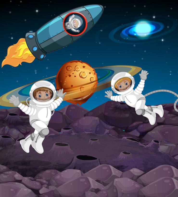 Vector Gratis astronaut in the space