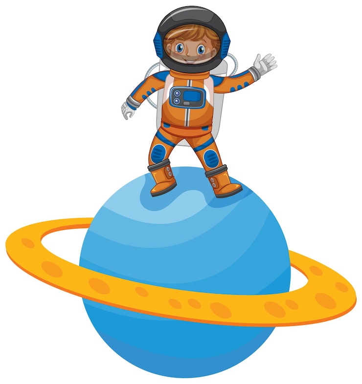 Vector Gratis astronot berdiri di sebuah planet