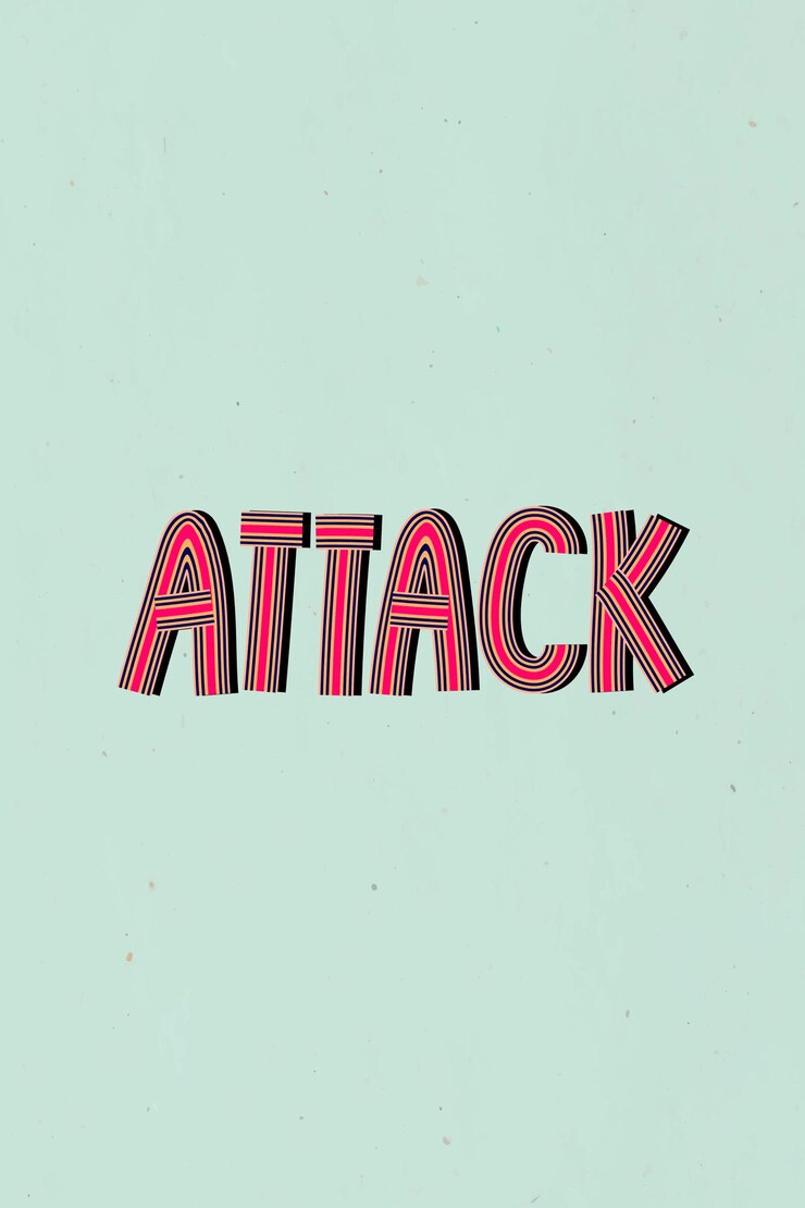 Vector Gratis attack word hand drawn concentric font typography