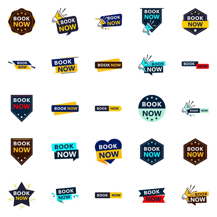 Vector Gratis attract more customers with our pack of 25 book now banners
