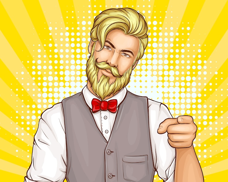 Vector Gratis attractive hipster man portrait cartoon 