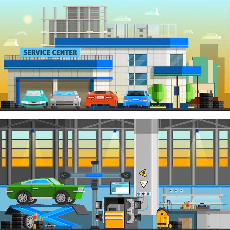 Vector Gratis auto service flat horizontal banners 