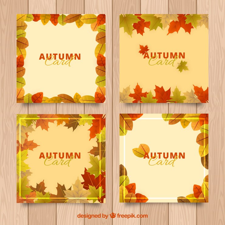 Vector Gratis autumn cards collection with leaves