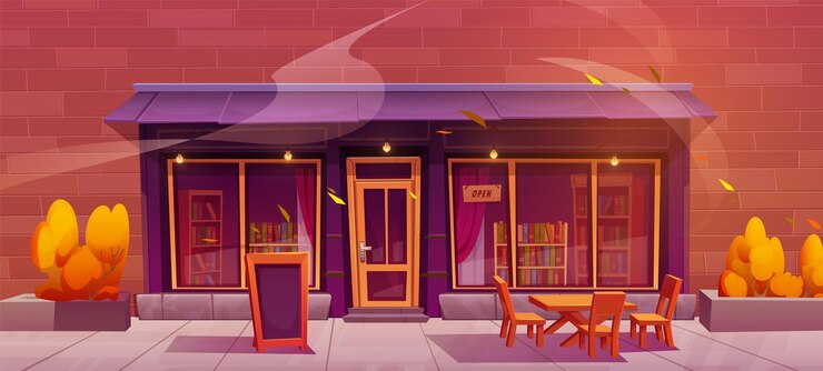 Vector Gratis autumn front exterior book store illustration