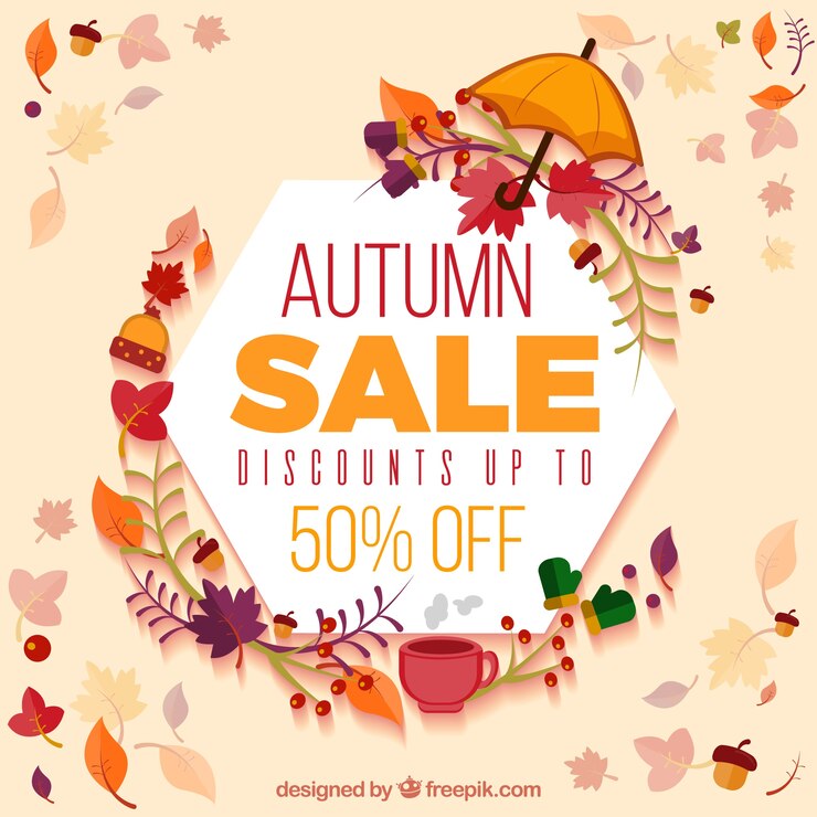 Vector Gratis autumn sale background with colorful leaves