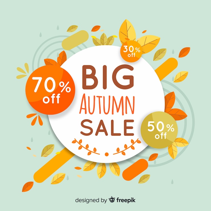 Vector Gratis autumn sales background with leaves
