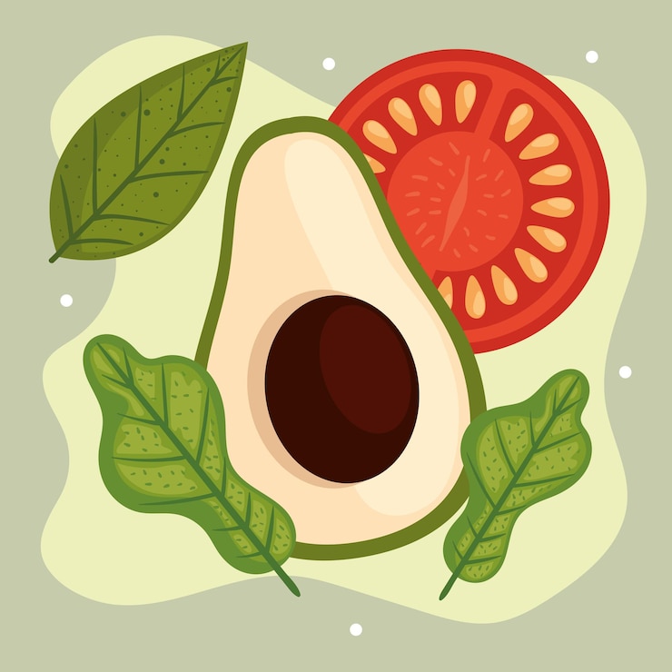 Vector Gratis avocado and tomato ingredients recipe