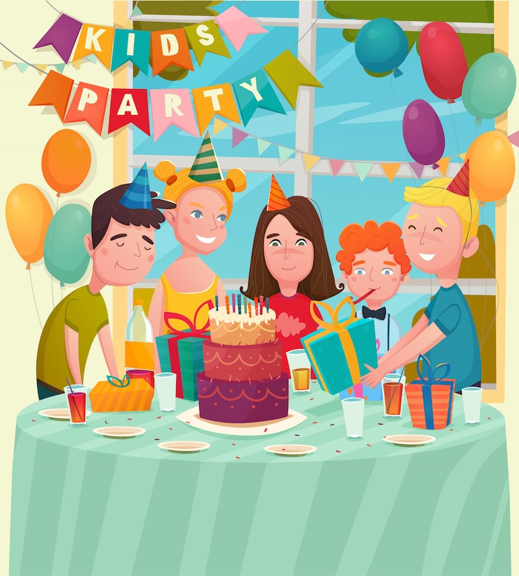 Vector Gratis b-day party children composition