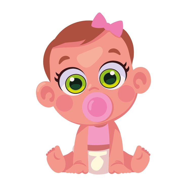 Vector Gratis baby girl with pacifier
