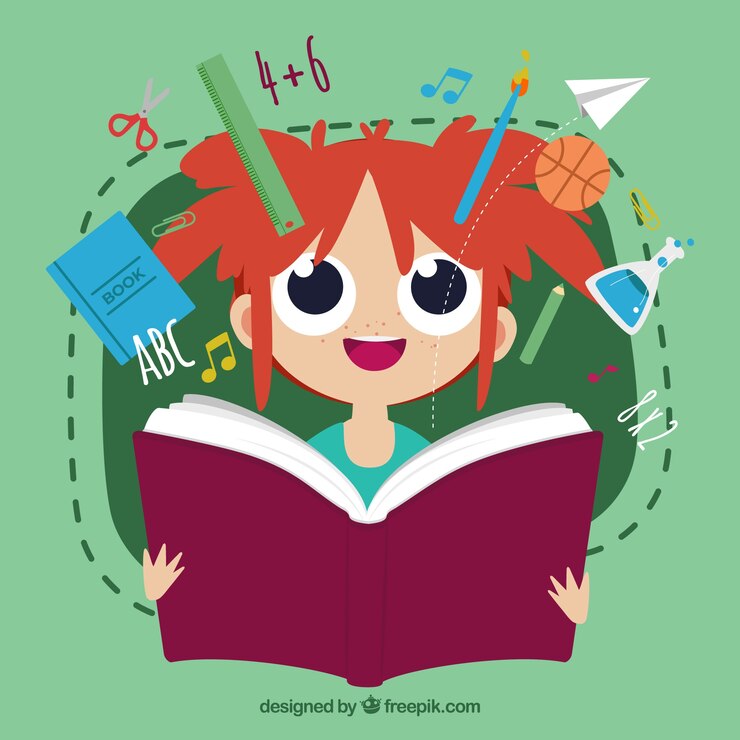 Vector Gratis back to school background with girl holding book