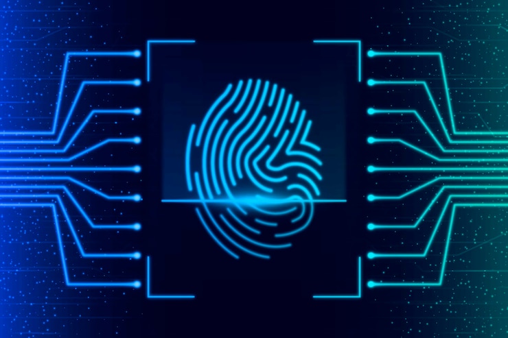 Vector Gratis background design with neon fingerprint