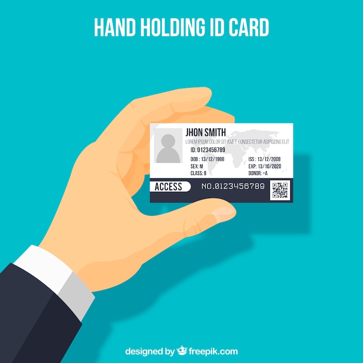 Vector Gratis background of hand holding id card