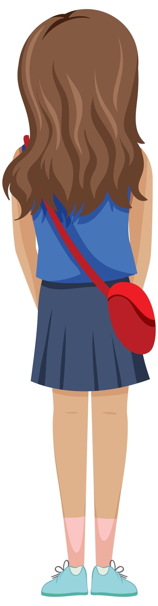 Vector Gratis backside of a traveler girl on white background