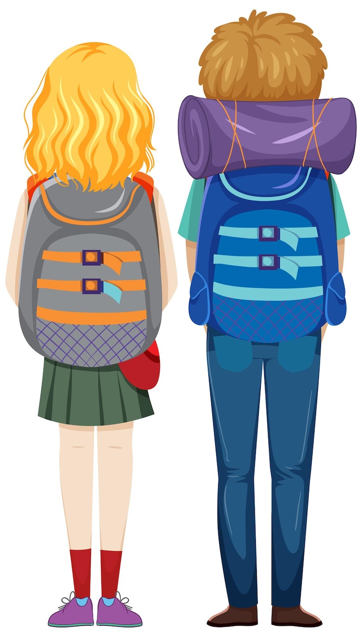 Vector Gratis backside of couple travelers on white background