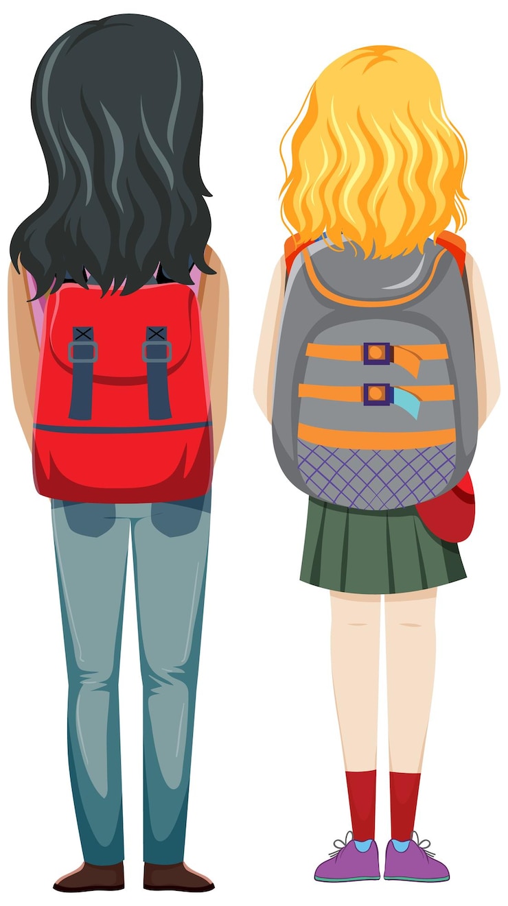 Vector Gratis backside of couple travelers on white background