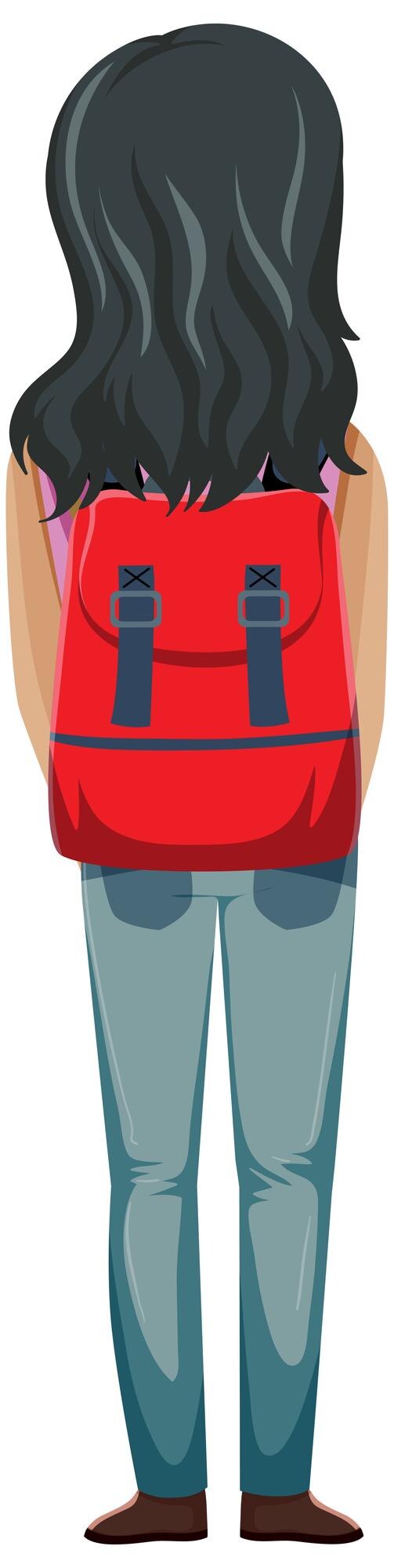Vector Gratis backside of traveler girl on white background