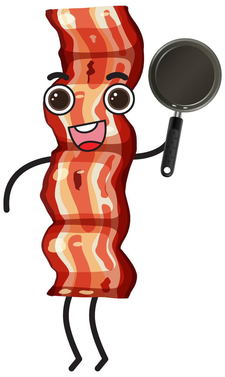 Vector Gratis bacon cartoon character on white background