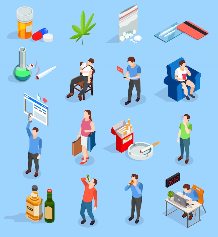 Vector Gratis bad habits people isometric icons