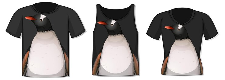 Vector Gratis bagian depan t-shirt dengan templat penguin