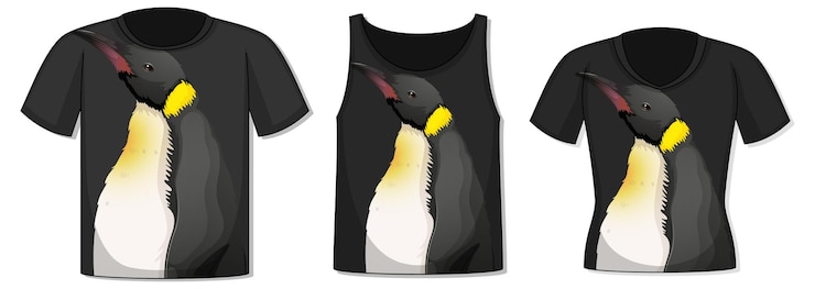 Vector Gratis bagian depan t-shirt dengan templat penguin