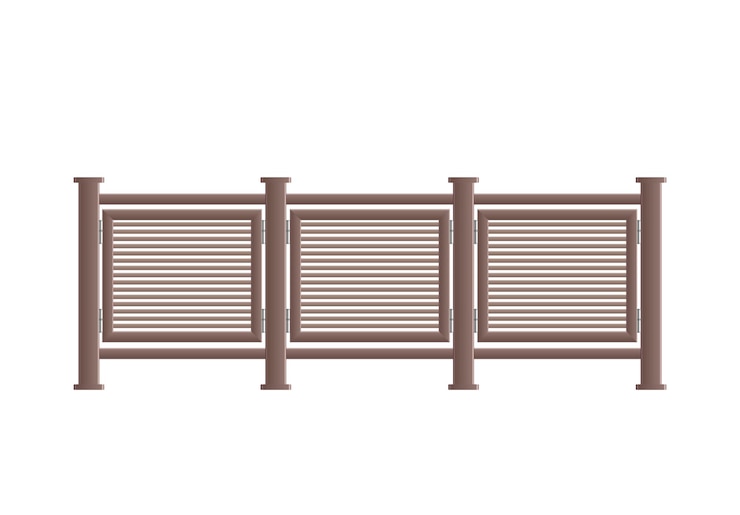 Vector Gratis balcony fence railing composition with realistic front view image of decorative forged style fence isolated vector illustration