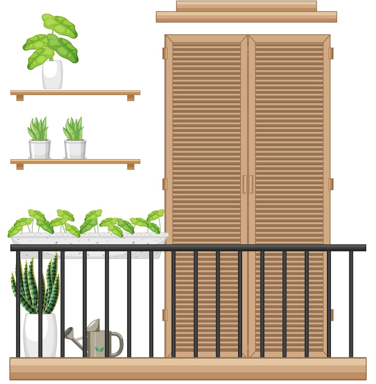 Vector Gratis balcony of apartment building facade