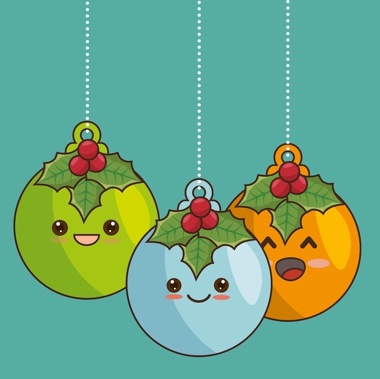 Vector Gratis ball christmas character hanging
