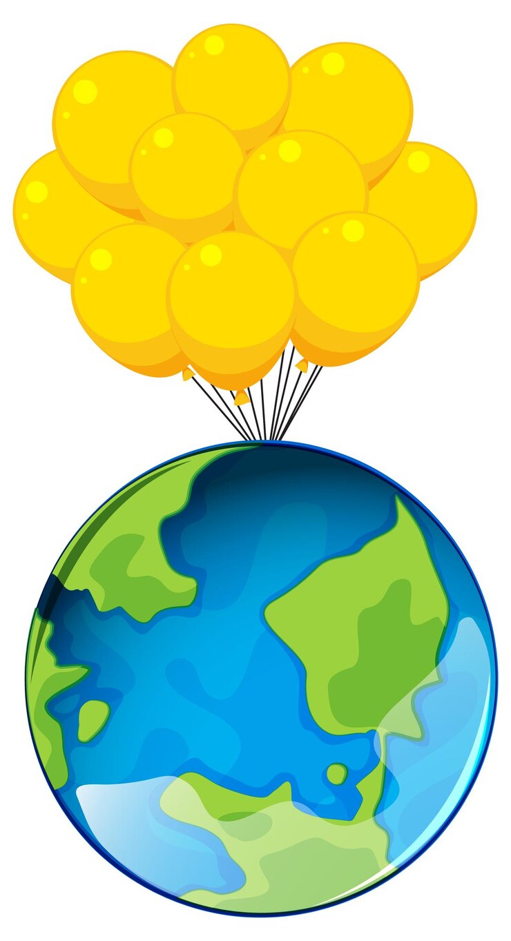 Vector Gratis balloons lifting the earth illustration