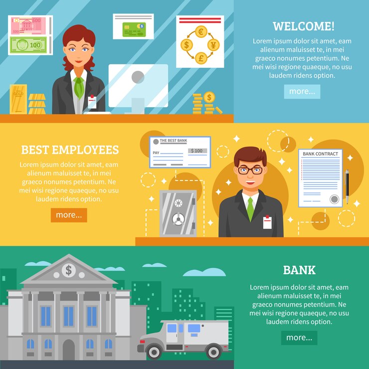 Vector Gratis bank service horizontal banners