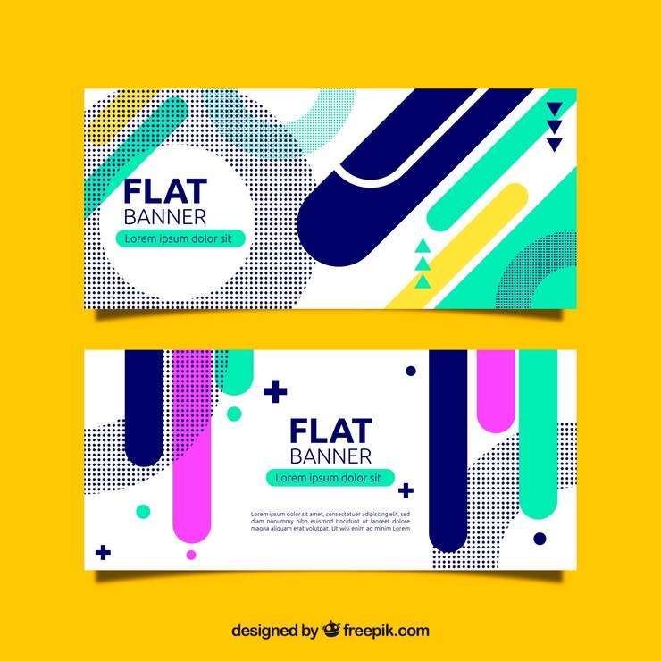 Vector Gratis banner abstrak dengan bentuk geometris