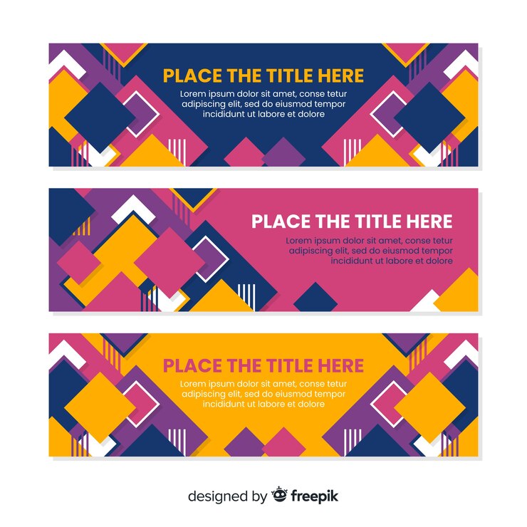 Vector Gratis banner abstrak dengan bentuk warna-warni