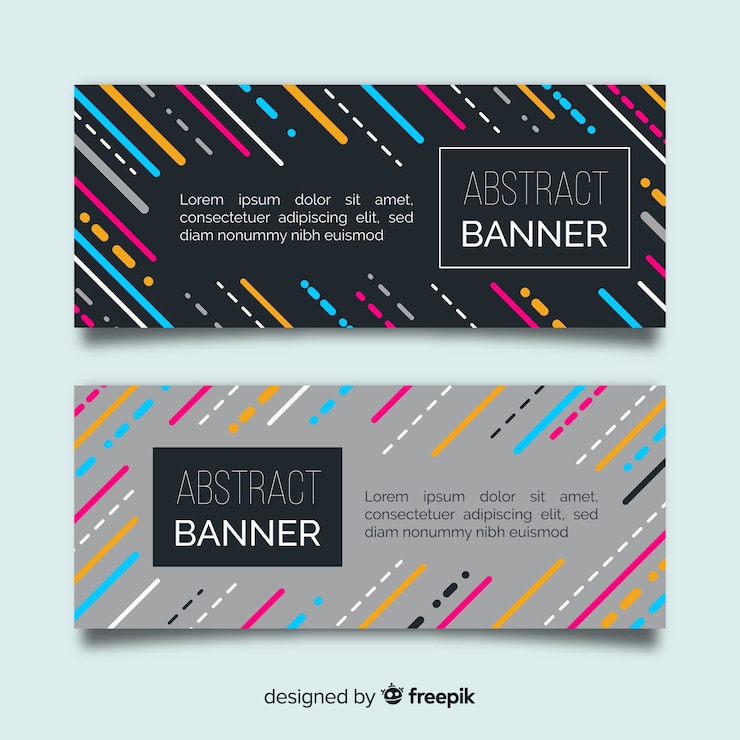 Vector Gratis banner abstrak dengan bentuk warna-warni