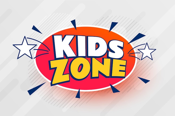 Vector Gratis banner bermain zona anak-anak gaya kartun untuk kesenangan taman kanak-kanak
