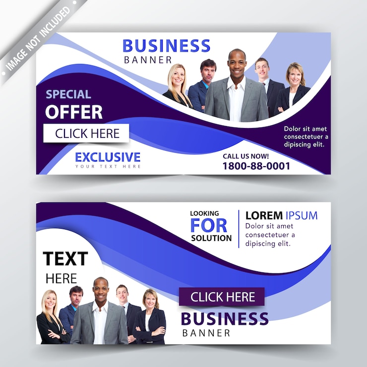 Vector Gratis banner bisnis modern dalam detail gelombang biru