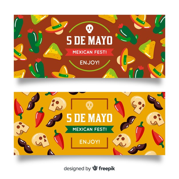 Banner cinco de mayo digambar tangan