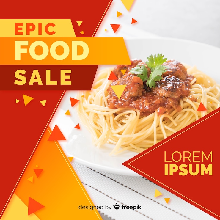 Vector Gratis banner fotografi makanan persegi datar