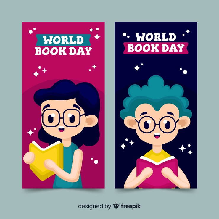 Vector Gratis banner hari buku dunia datar