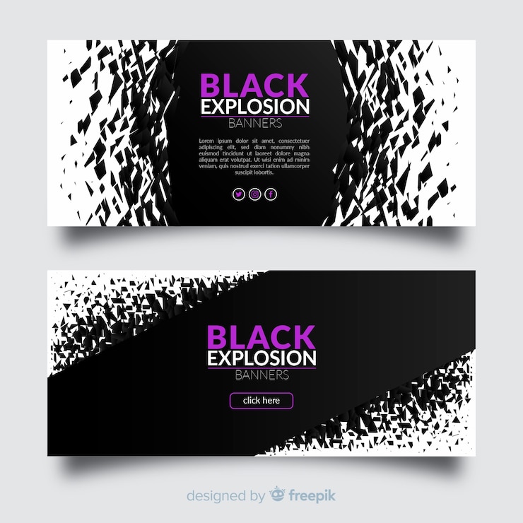 Vector Gratis banner ledakan hitam