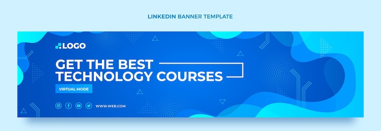 Vector Gratis banner linkedin teknologi fluid abstrak gradien