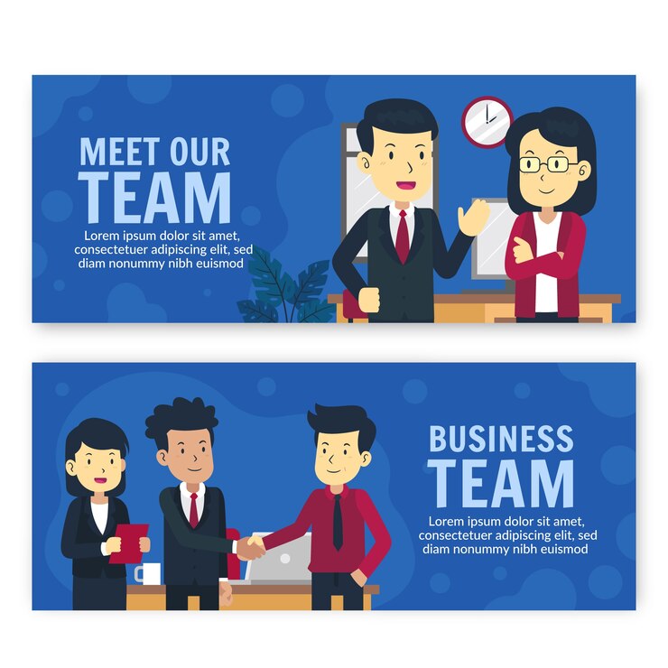 Vector Gratis banner orang bisnis desain datar digambar tangan