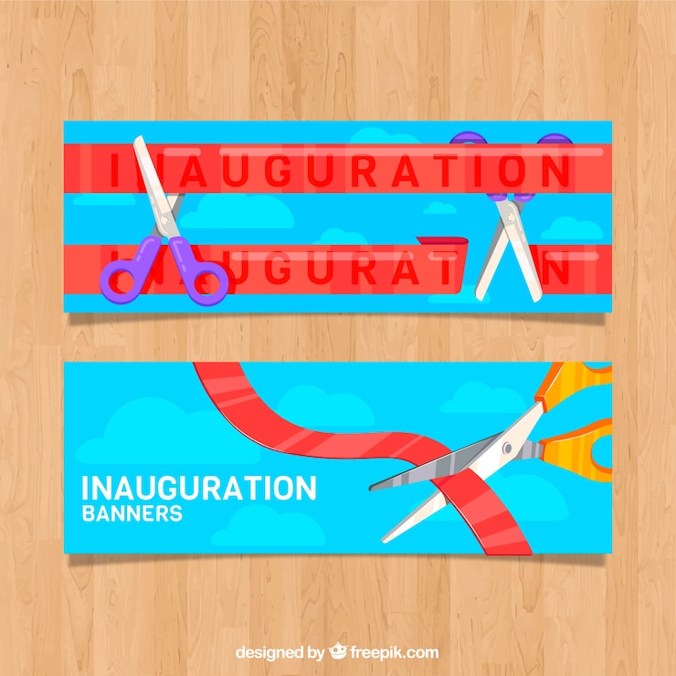 Vector Gratis banner peresmian pita merah